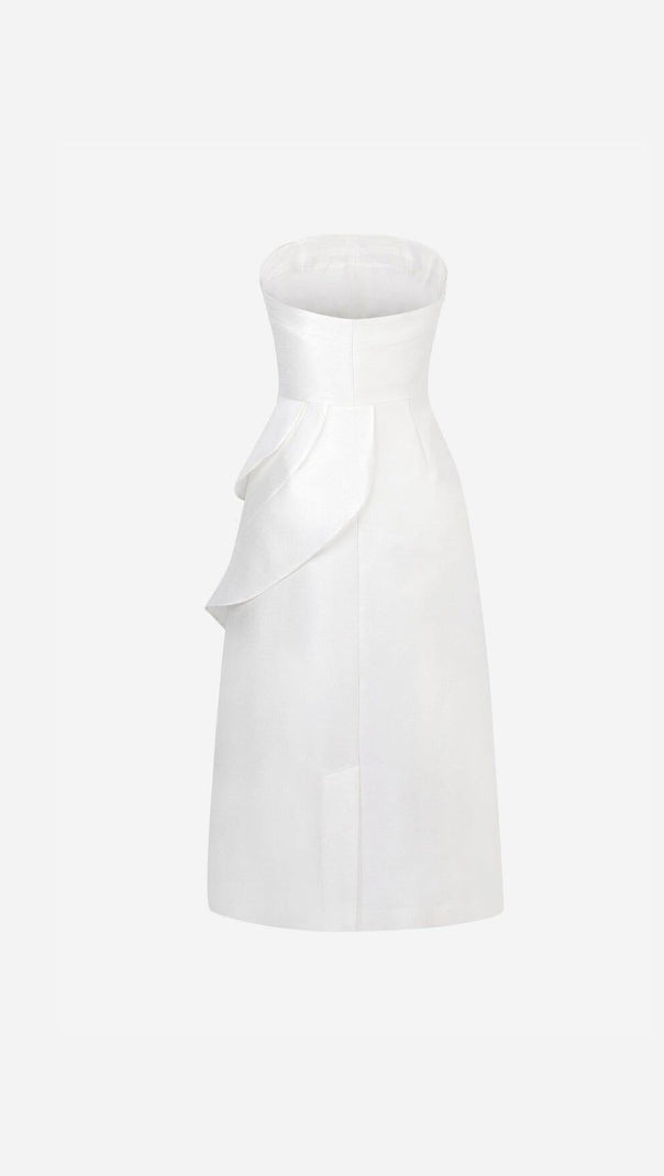 AIIZIE BANDEAU RUFFLES MIDI DRESS IN WHITE - product image