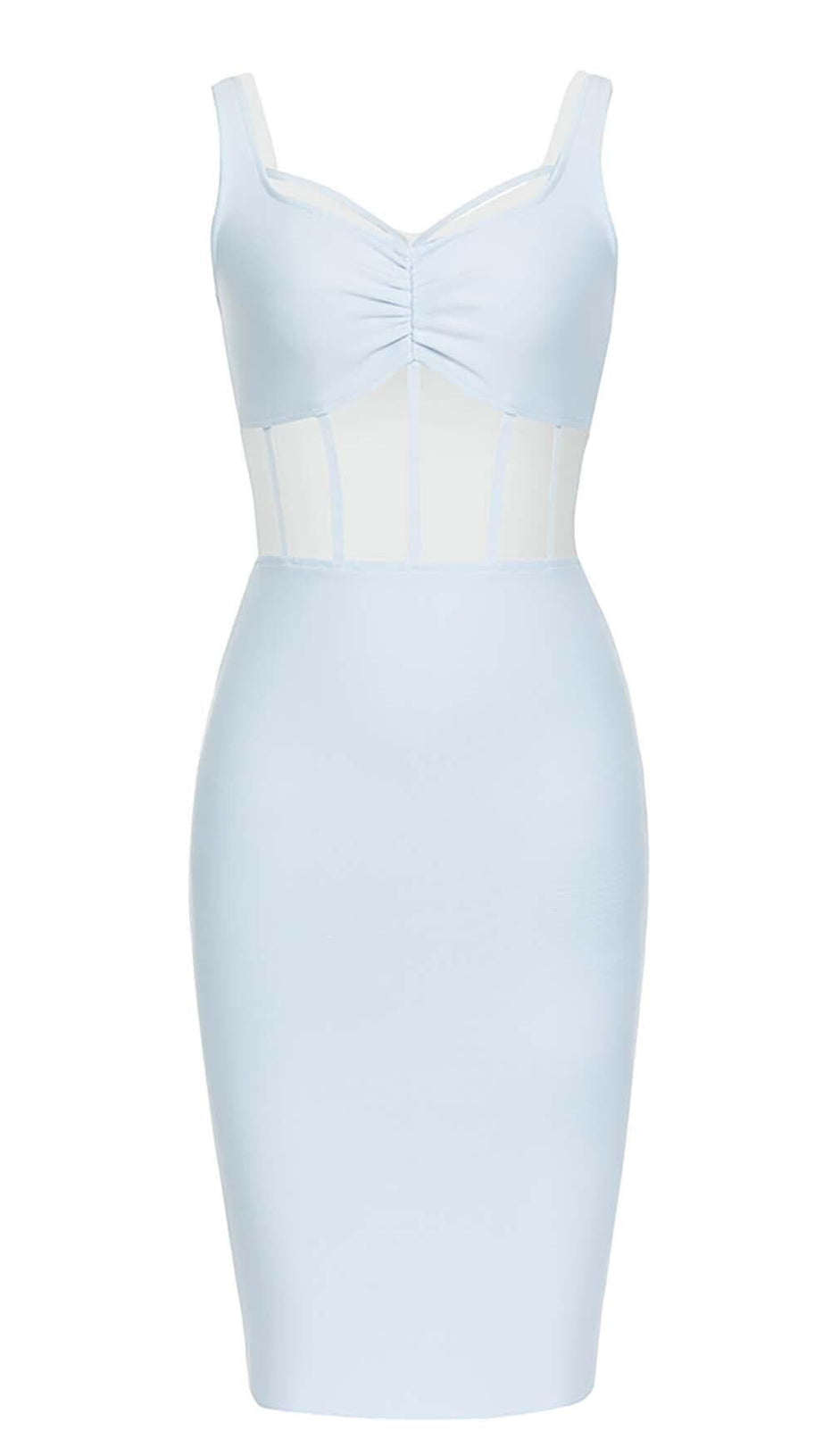 BODYCON CORSET MIDI DRESS IN BLUE