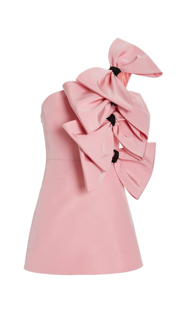AIIZIE BOW-DETAILED SILK MINI DRESS IN PINK - product image