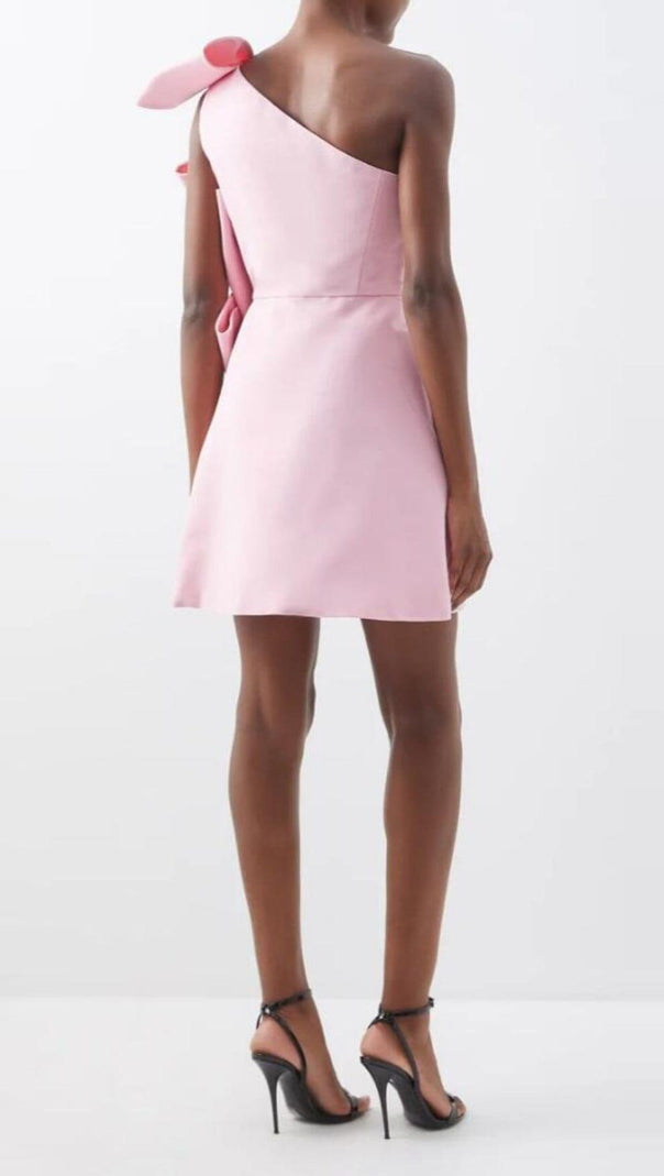 AIIZIE BOW-DETAILED SILK MINI DRESS IN PINK - product image