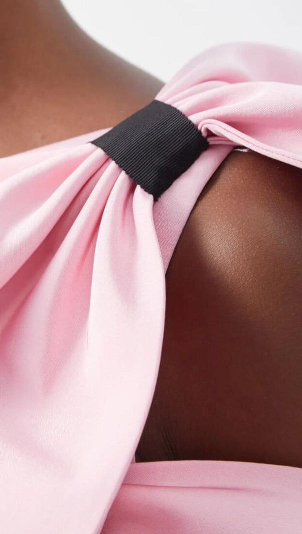Bow-Detailed Silk Mini Dress in Pink