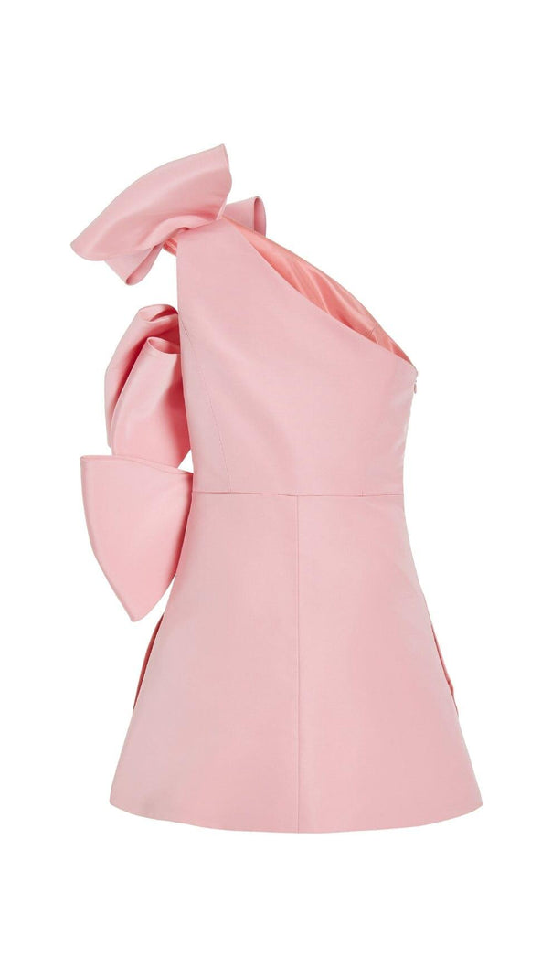 Bow-Detailed Silk Mini Dress in Pink