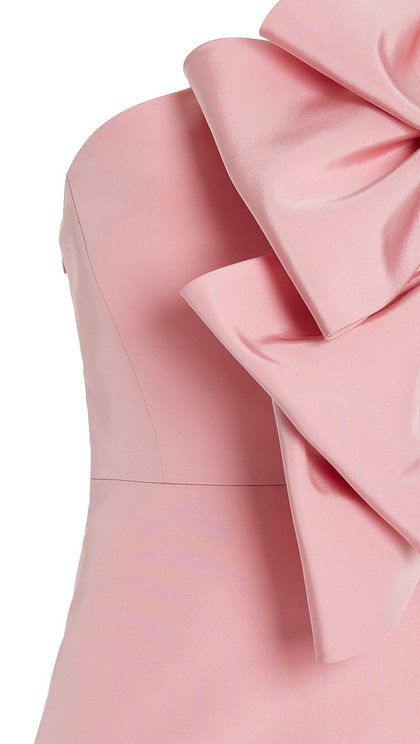 Bow-Detailed Silk Mini Dress in Pink