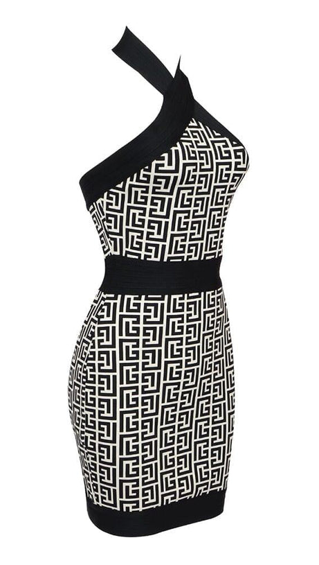 MINI ABITO CON MONOGRAMMA HALTER IN COLORI MISTI