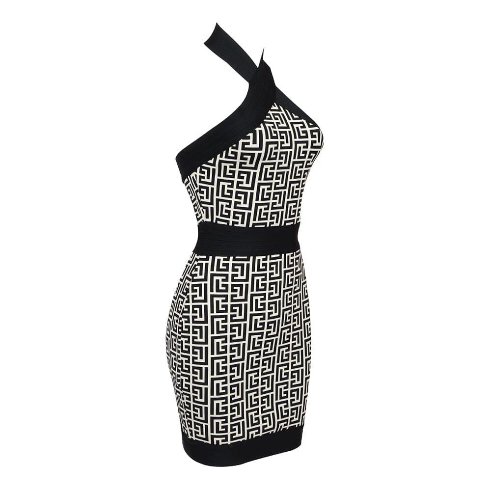 AIIZIE HALTER MONOGRAM MINI DRESS IN MIXED COLOURS - product image