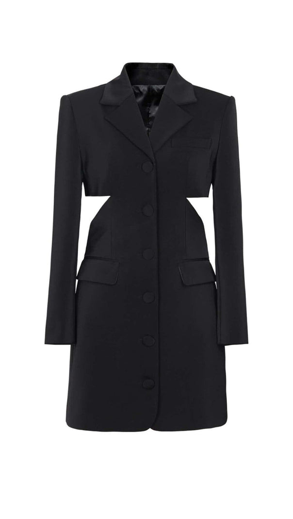 AIIZIE BOW-EMBELLISHED CUTOUT JACKET DRESS IN BLACK - product image