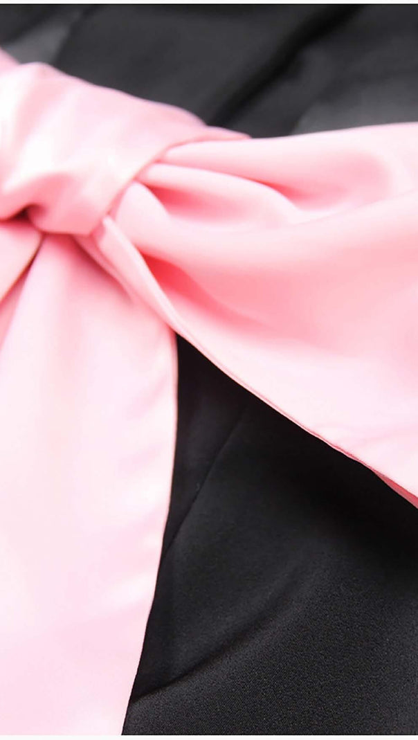 AIIZIE BOW-EMBELLISHED CUTOUT JACKET DRESS IN BLACK - product image