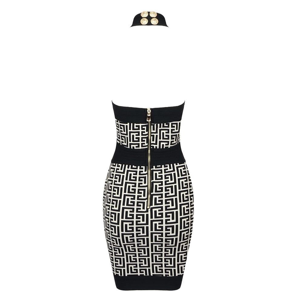 AIIZIE HALTER MONOGRAM MINI DRESS IN MIXED COLOURS - product image