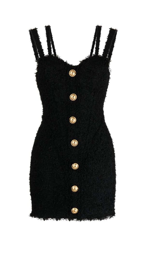 AIIZIE BUTTONED STRAP MINI DRESS IN BLACK - product image