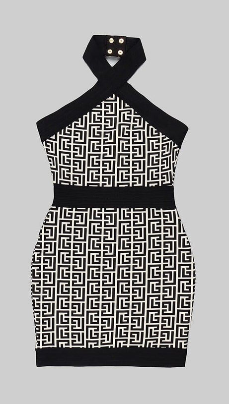 MINI ABITO CON MONOGRAMMA HALTER IN COLORI MISTI