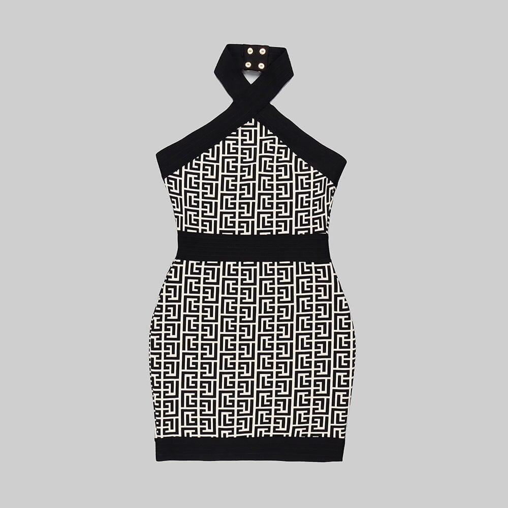AIIZIE HALTER MONOGRAM MINI DRESS IN MIXED COLOURS - product image