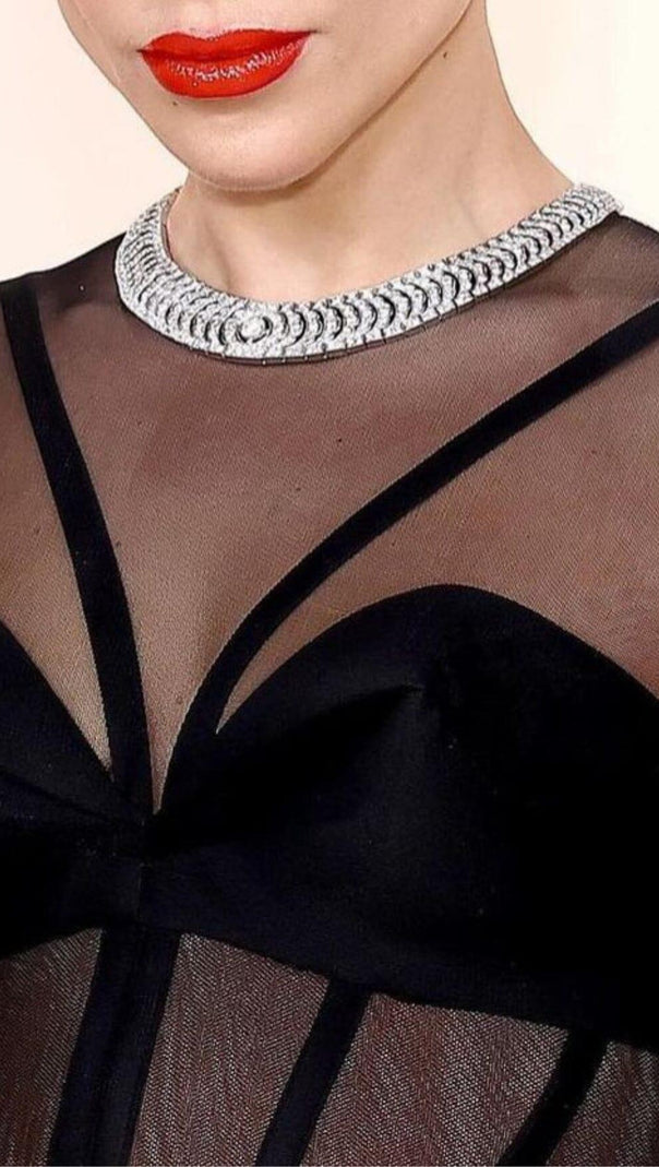 AIIZIE CORSET MESH MIDI DRESS IN BLACK - product image