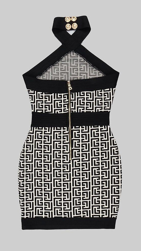 MINI ABITO CON MONOGRAMMA HALTER IN COLORI MISTI