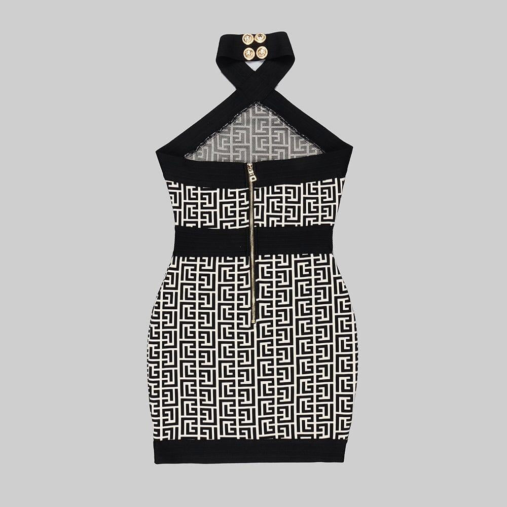 AIIZIE HALTER MONOGRAM MINI DRESS IN MIXED COLOURS - product image