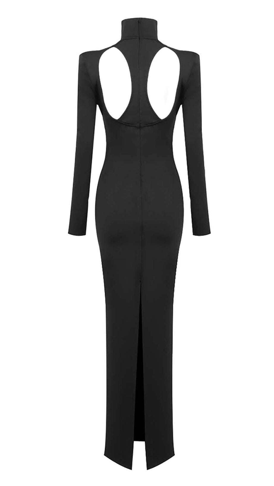 CUT OUT LONG SLEEVE MAXI DRESS IN BLACK
