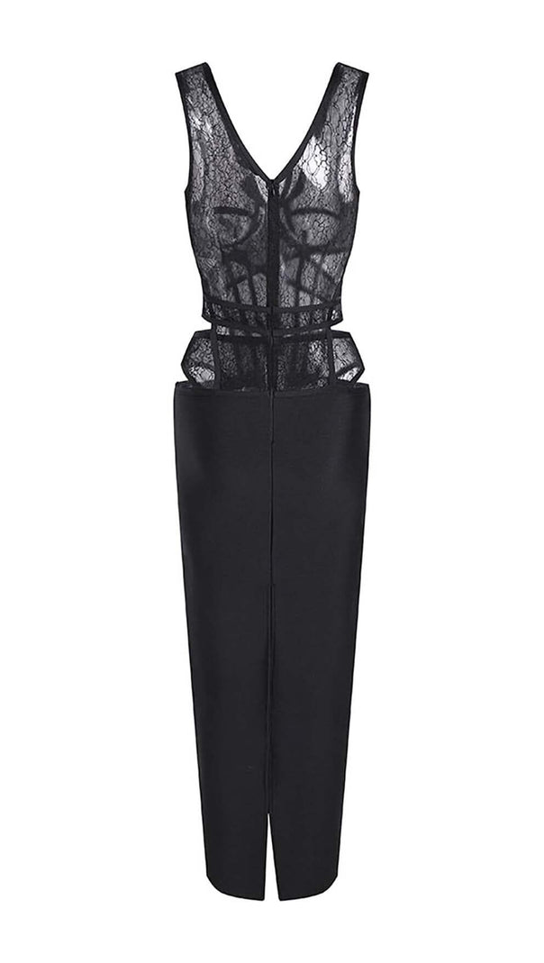 AIIZIE CUT-OUT TULLE CORSET MAXI DRESS IN BLACK - product image