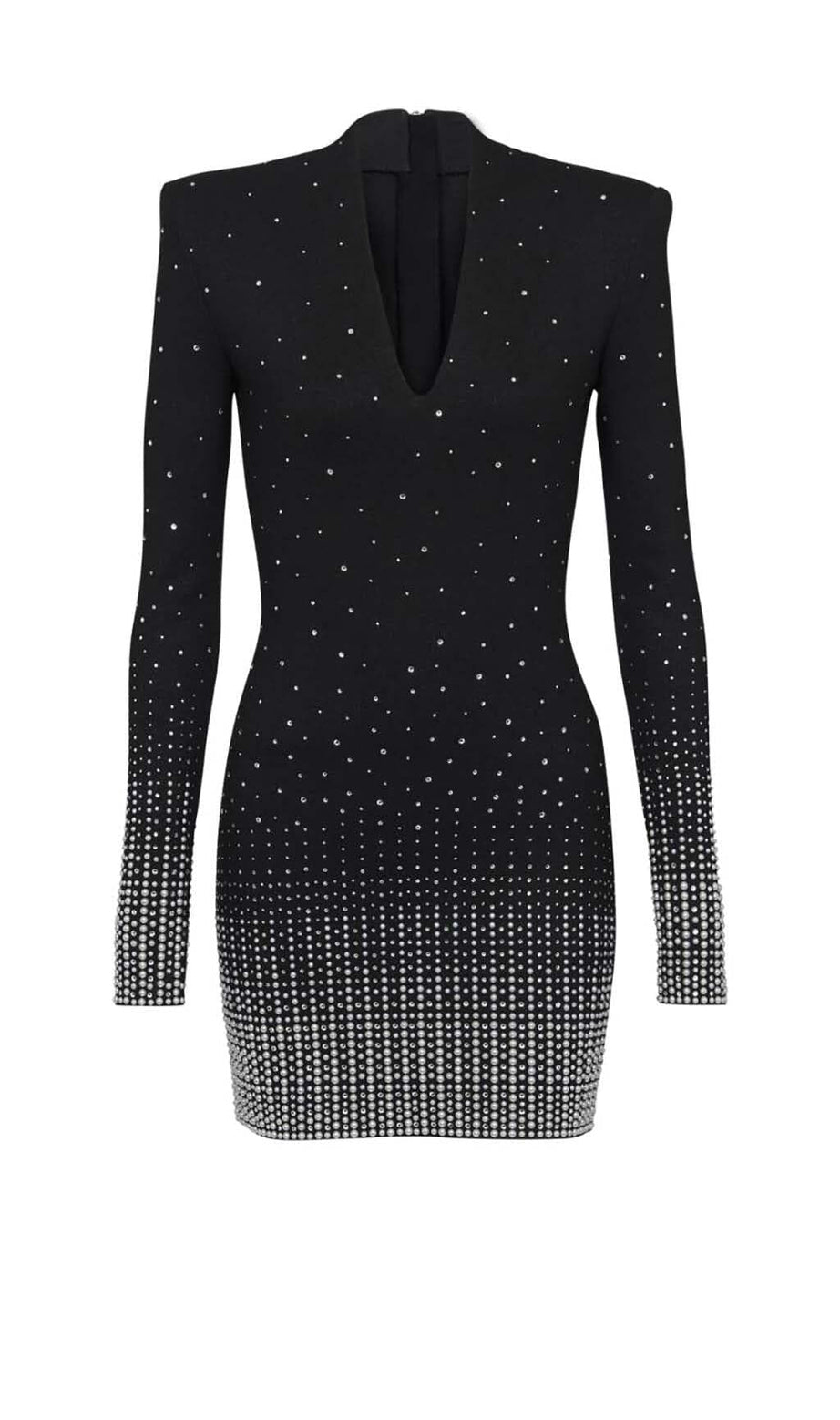 EMBELLISHED KNIT MINI DRESS IN BLACK