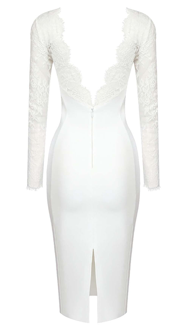 AIIZIE EMBROIDERED LACE MIDI DRESS IN WHITE - product image
