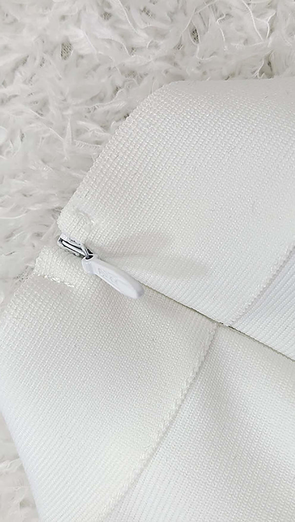 AIIZIE FEATHER BANDAGE MINI DRESS-WHITE - product image