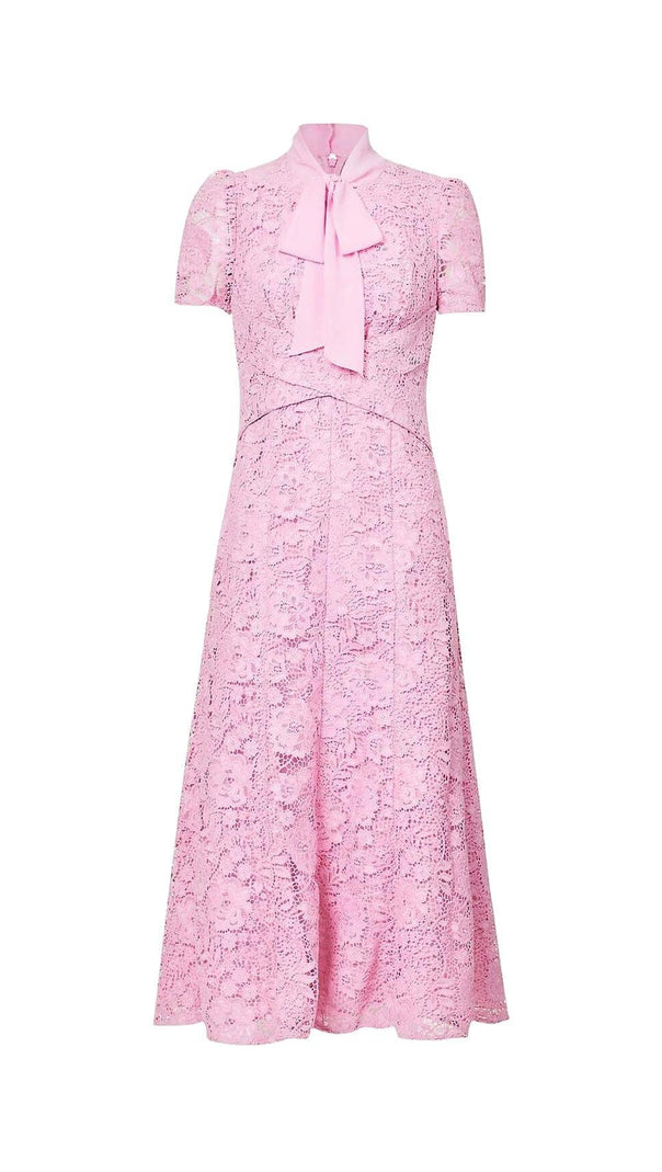 AIIZIE FLARED-HEM LACE MIDI DRESS IN PINK - product image