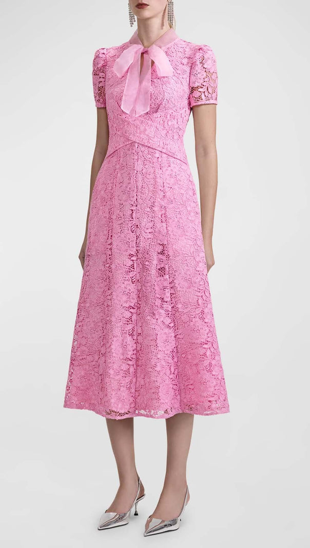 AIIZIE FLARED-HEM LACE MIDI DRESS IN PINK - product image