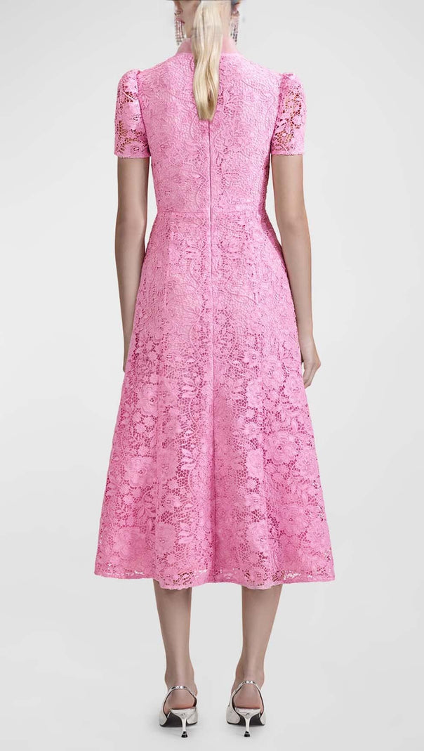 AIIZIE FLARED-HEM LACE MIDI DRESS IN PINK - product image