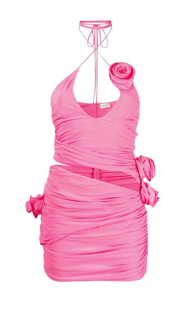 AIIZIE FLORAL APPLIQUÉ CUT OUT MINI DRESS IN PINK - product image