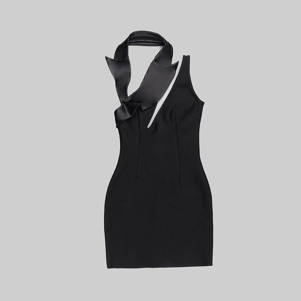 AIIZIE CUT OUT ASYMMETRIC MINI DRESS IN BLACK - product image