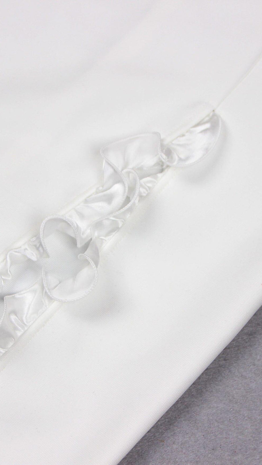 FLORAL EMBELLISHED SLIT MIDI DRESS IN WHITE