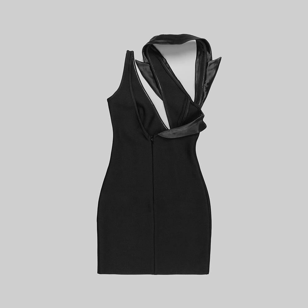 AIIZIE CUT OUT ASYMMETRIC MINI DRESS IN BLACK - product image