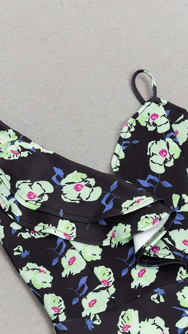 AIIZIE FLORAL PRINT RUFFLES MIDI DRESS - product image