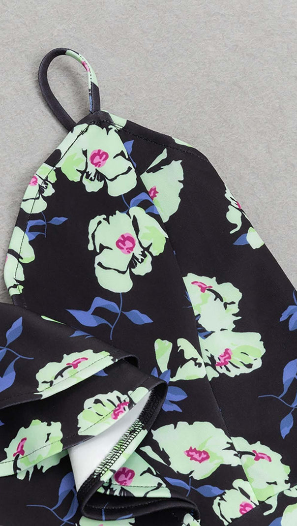 AIIZIE FLORAL PRINT RUFFLES MIDI DRESS - product image