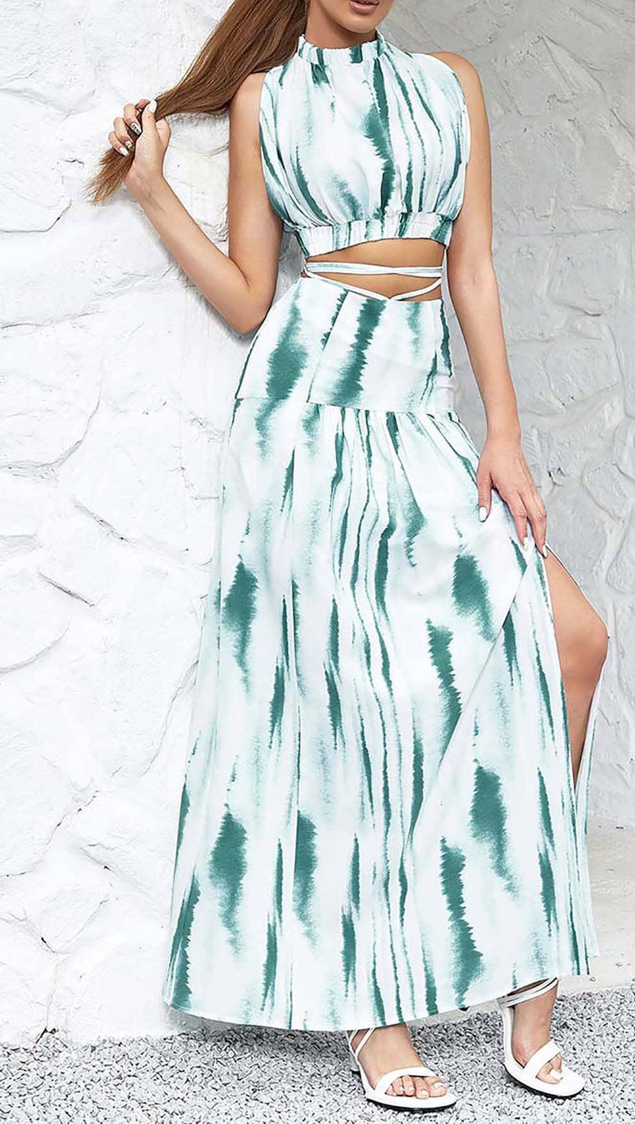 Neckholder-Maxikleid ohne Ärmel in mehreren Farben