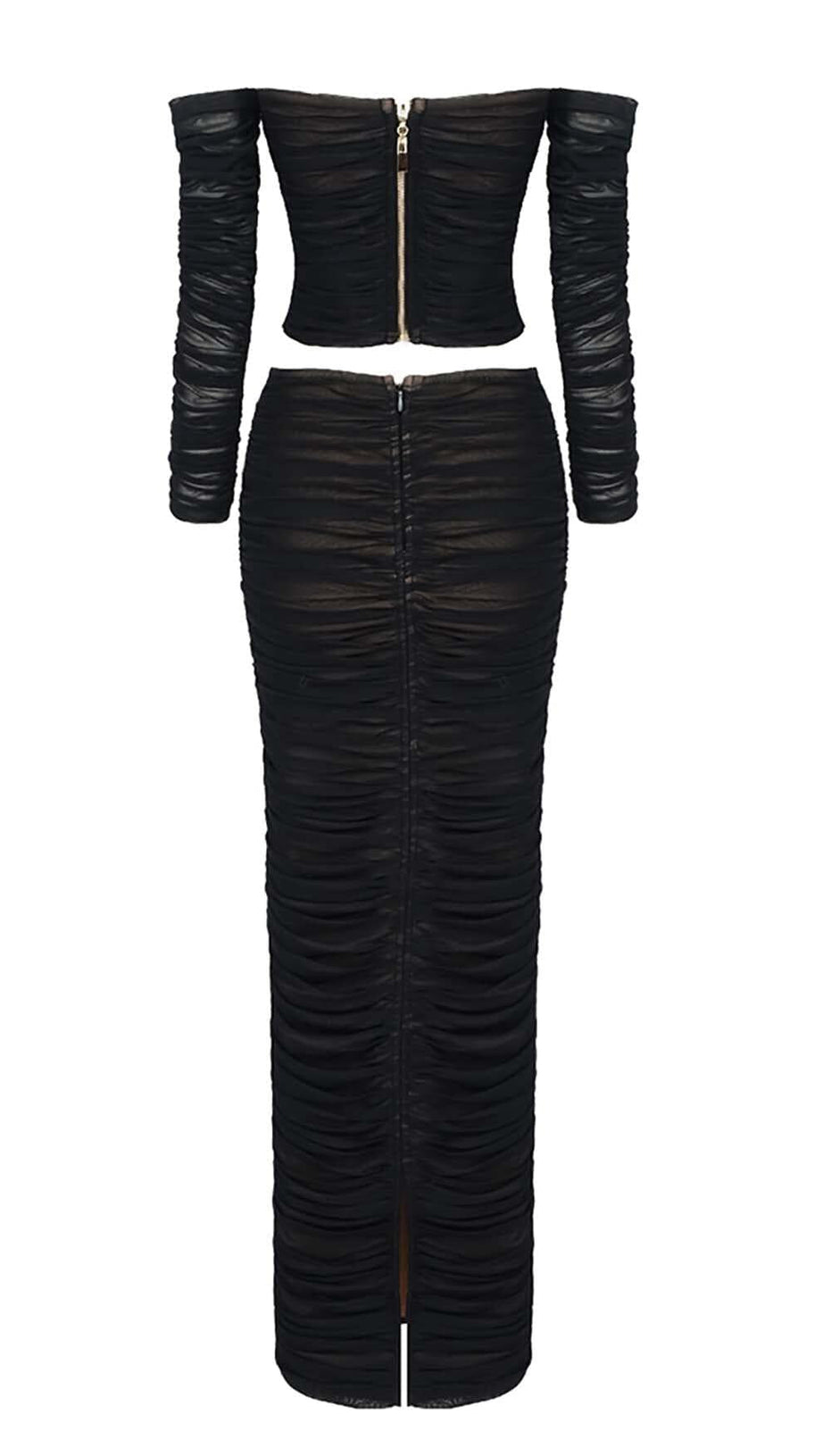 HEART EMBELLISHED TWO PIECE SET IN BLACK