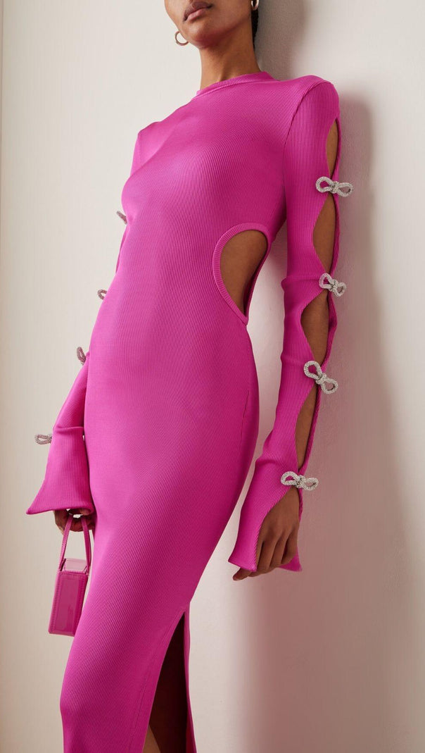 Bandage Cut Out Maxi Dress in Pink