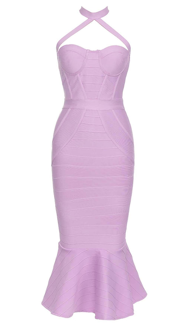 AIIZIE MERMAID CORSET MIDI DRESS IN PURPLE - product image