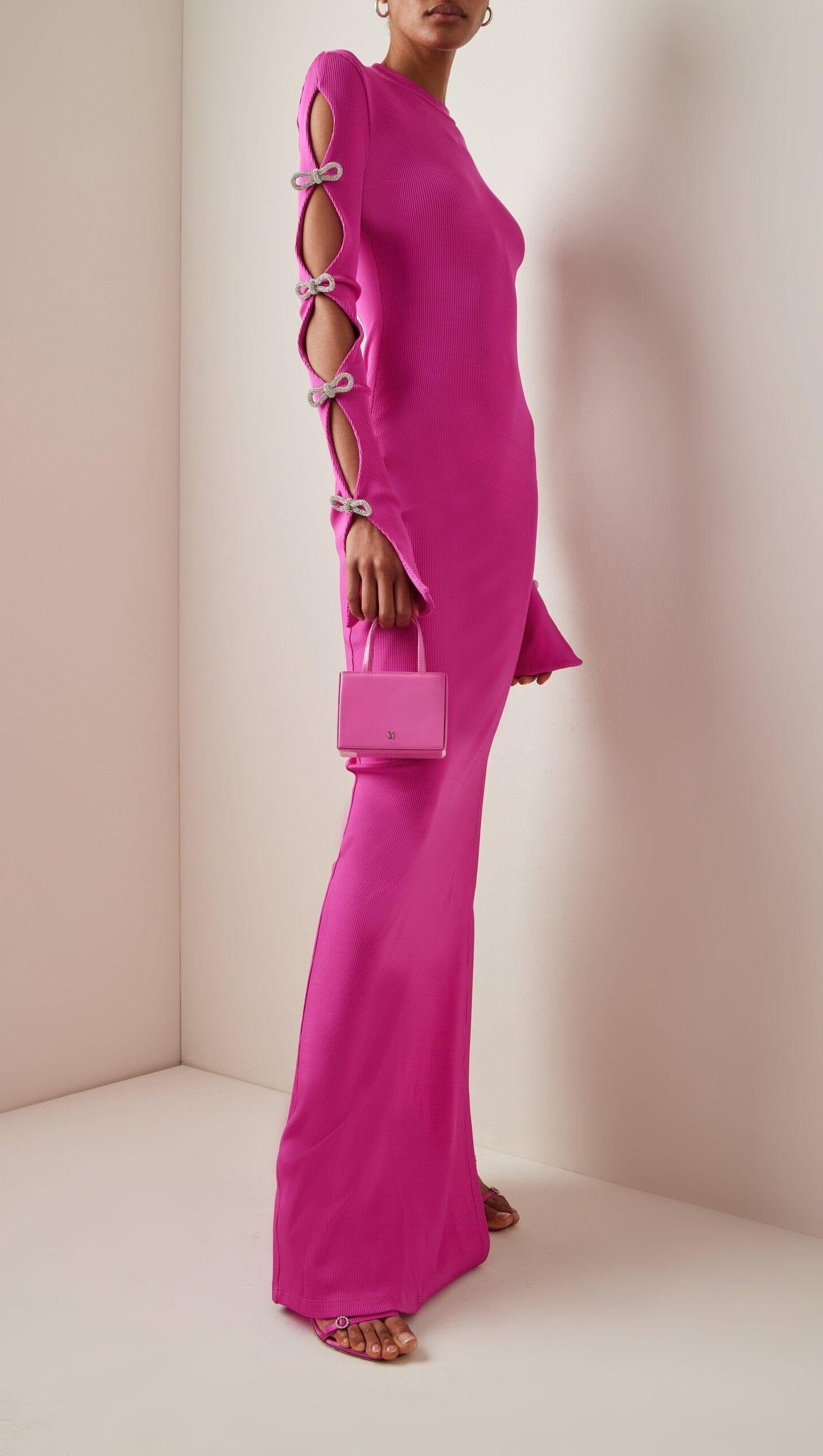 BANDAGE CUT OUT MAXI DRESS IN PINK