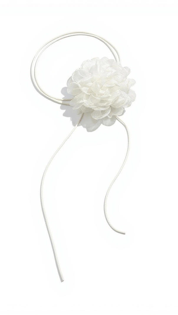 AIIZIE ROSIE WHITE FLOWER MESH CHOKER - product image