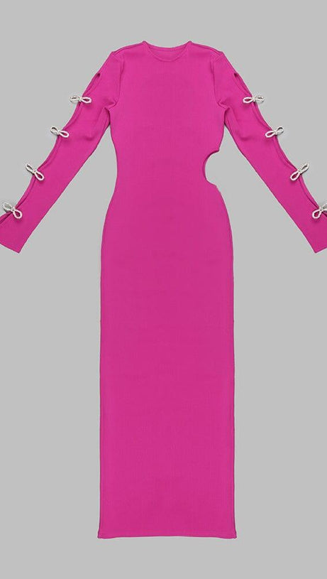 BANDAGE CUT OUT MAXI DRESS IN PINK