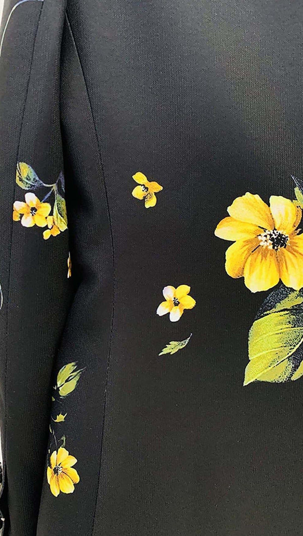 AIIZIE PRINTED BUTTON JACKET SUIT IN BLACK - product image