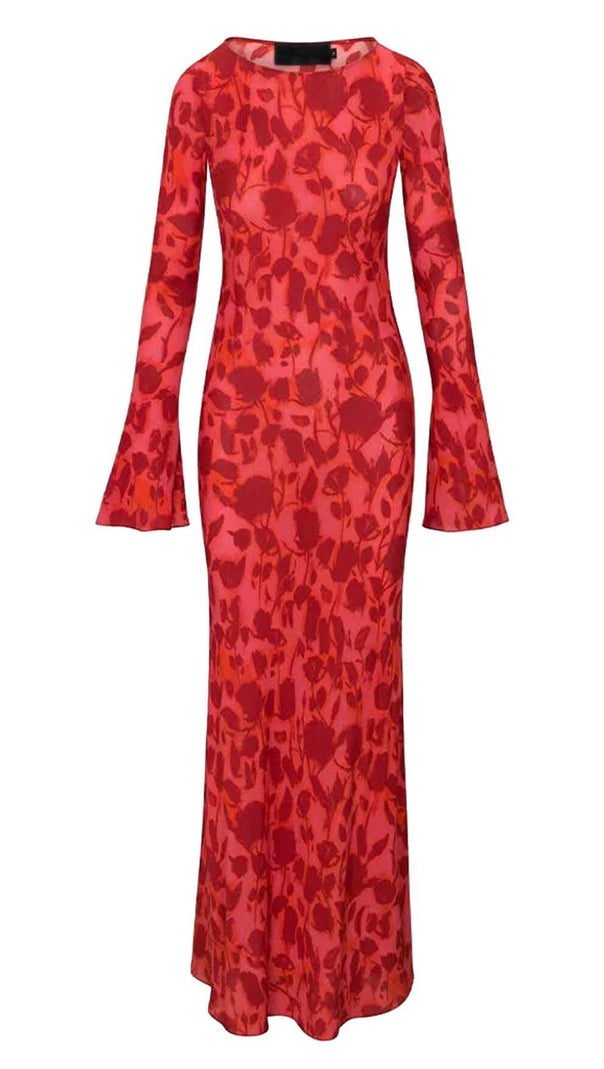 AIIZIE ROSE PRINT FLARE MAXI DRESS IN RED - product image
