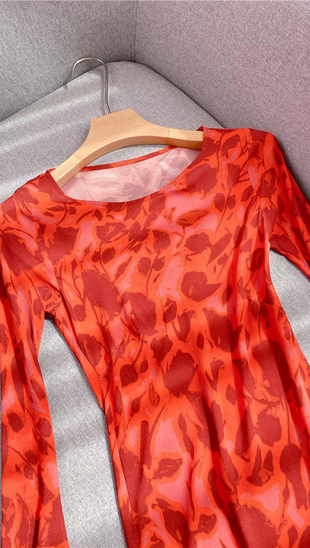 AIIZIE ROSE PRINT FLARE MAXI DRESS IN RED - product image