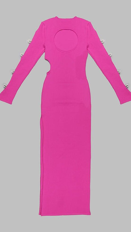BANDAGE CUT OUT MAXI DRESS IN PINK