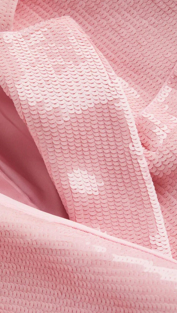 AIIZIE SEQUINED DOUBLE BREASTED LONG BLAZER IN PINK - product image