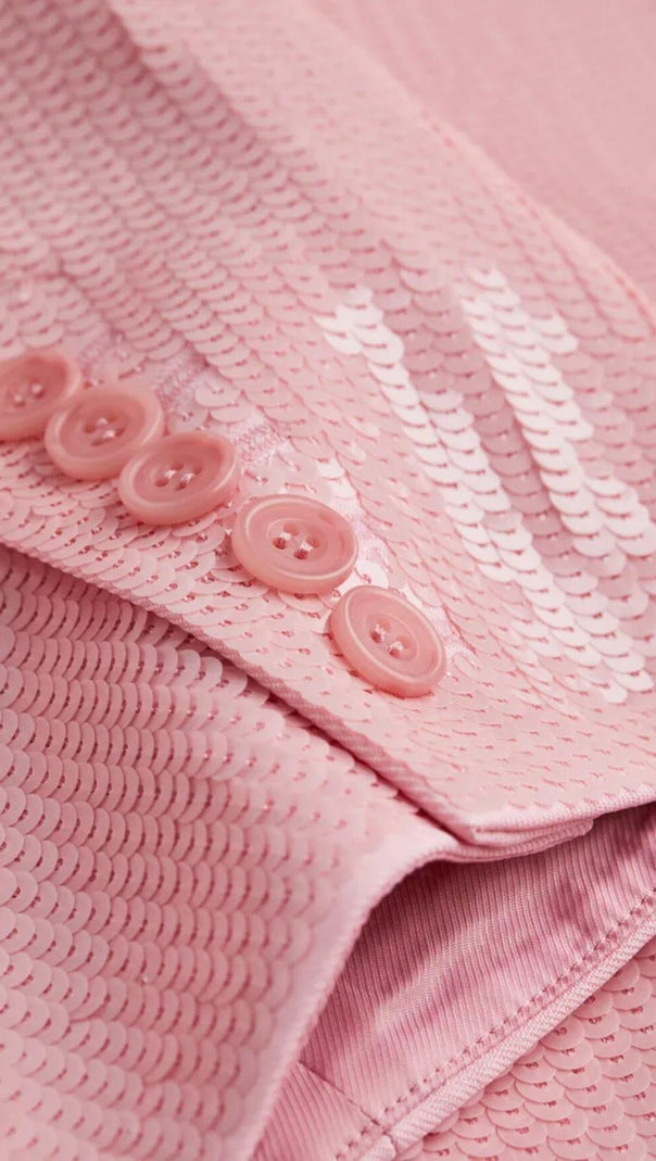 AIIZIE SEQUINED DOUBLE BREASTED LONG BLAZER IN PINK - product image