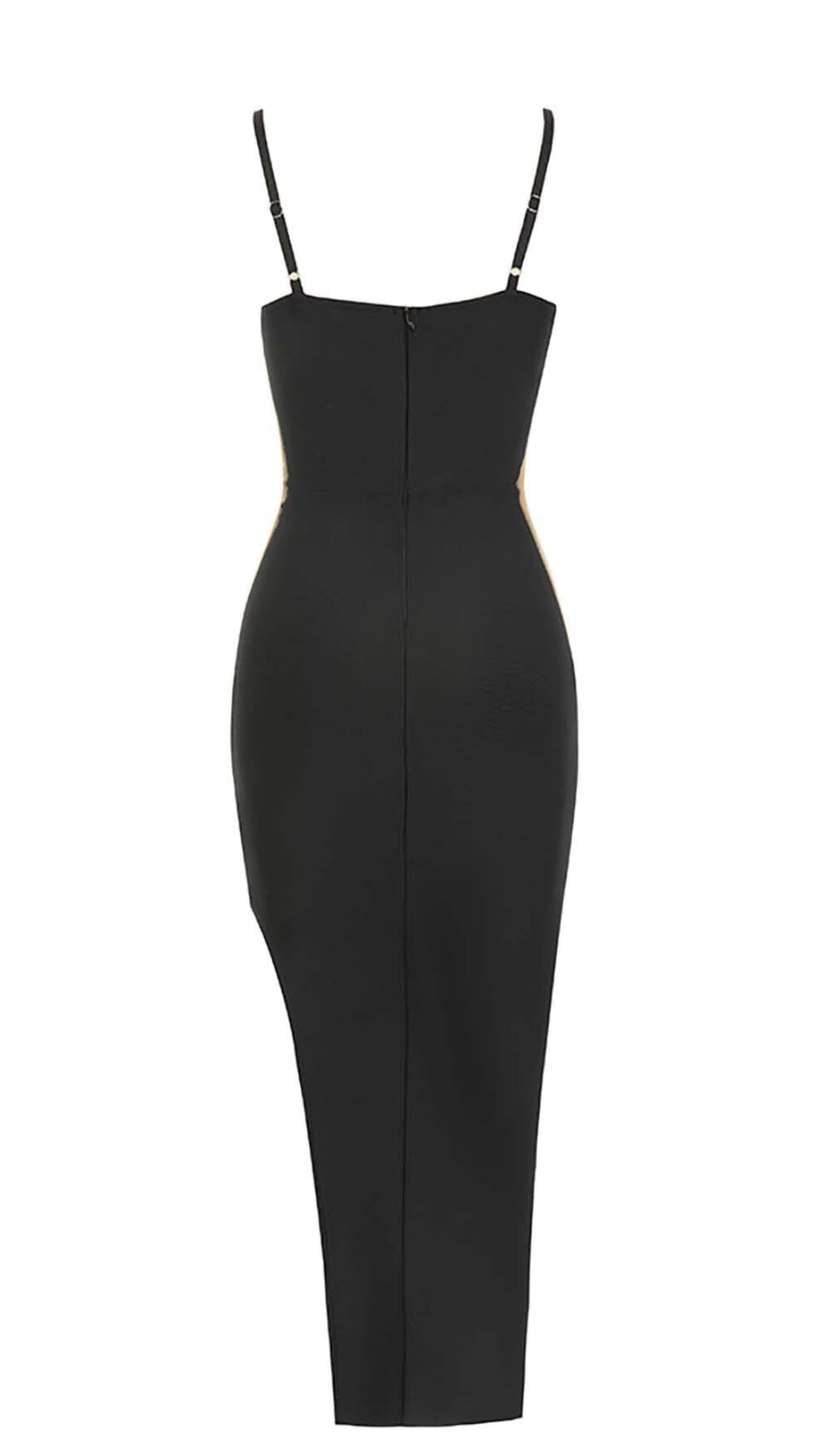 HIGH-LOW-KLEID MIT SPAGHETTI-TRÄGERN IN SCHWARZ