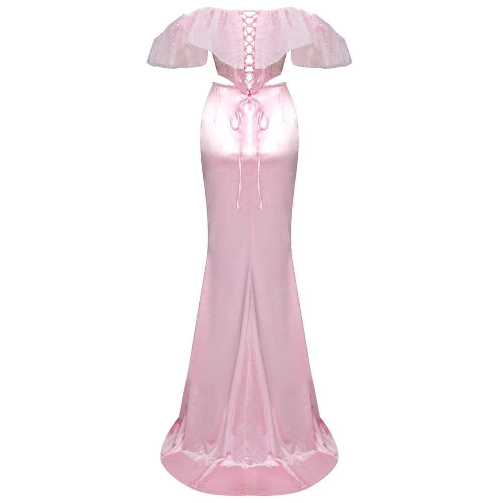 AIIZIE LACE SATIN MAXI DRESS IN PINK - product image