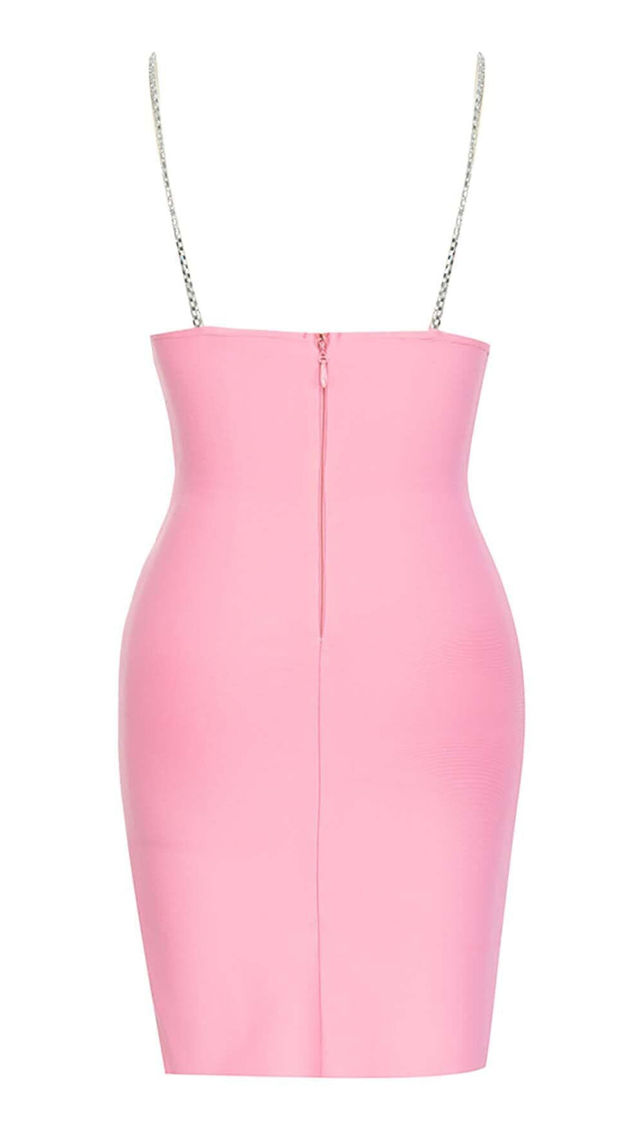 V-NECK CRYSTAL STRAP MINI DRESS IN PINK