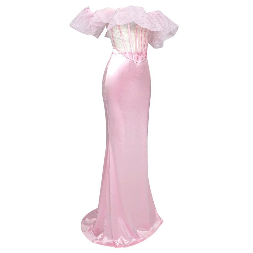 AIIZIE LACE SATIN MAXI DRESS IN PINK - product image
