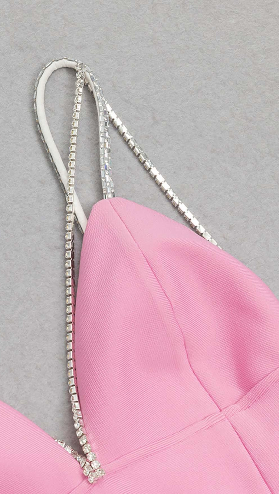 V-NECK CRYSTAL STRAP MINI DRESS IN PINK